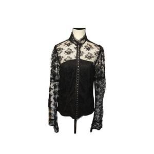 Lip Service Whimsigoth Floral Lace Top 0 Medium Sheer Bell Sleeves Fairy Grunge